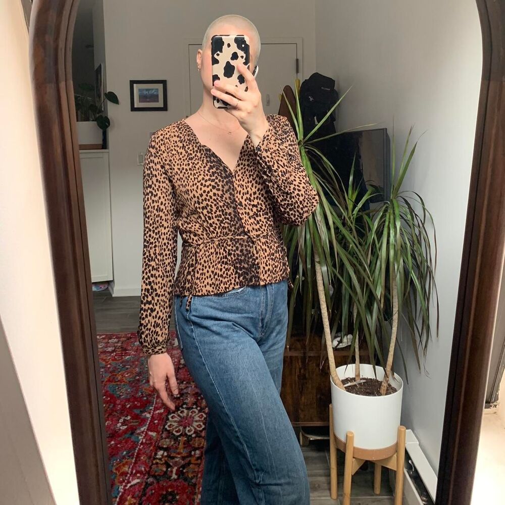 H&M Leopard Print long sleeve blouse